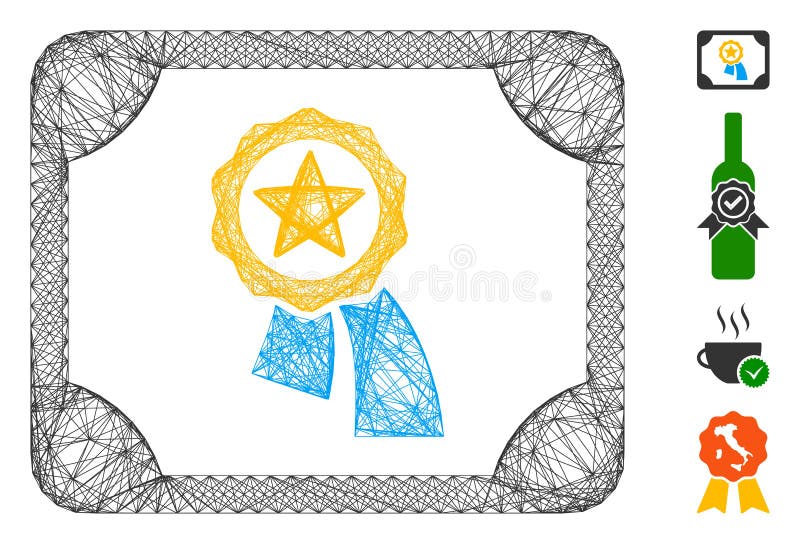 Vector wire frame valid diploma. Geometric wire frame 2D network based on valid diploma icon, designed from intersected lines. Some bonus icons are added. Vector wire frame valid diploma. Geometric wire frame 2D network based on valid diploma icon, designed from intersected lines. Some bonus icons are added