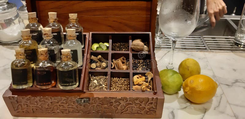 Gin botanicals in a tray