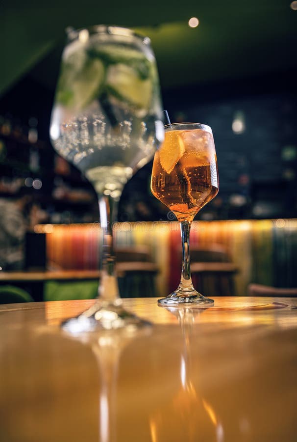 Gin Tonic and Aperol Spritz Stock Image - Image of glass, alcoholic ...