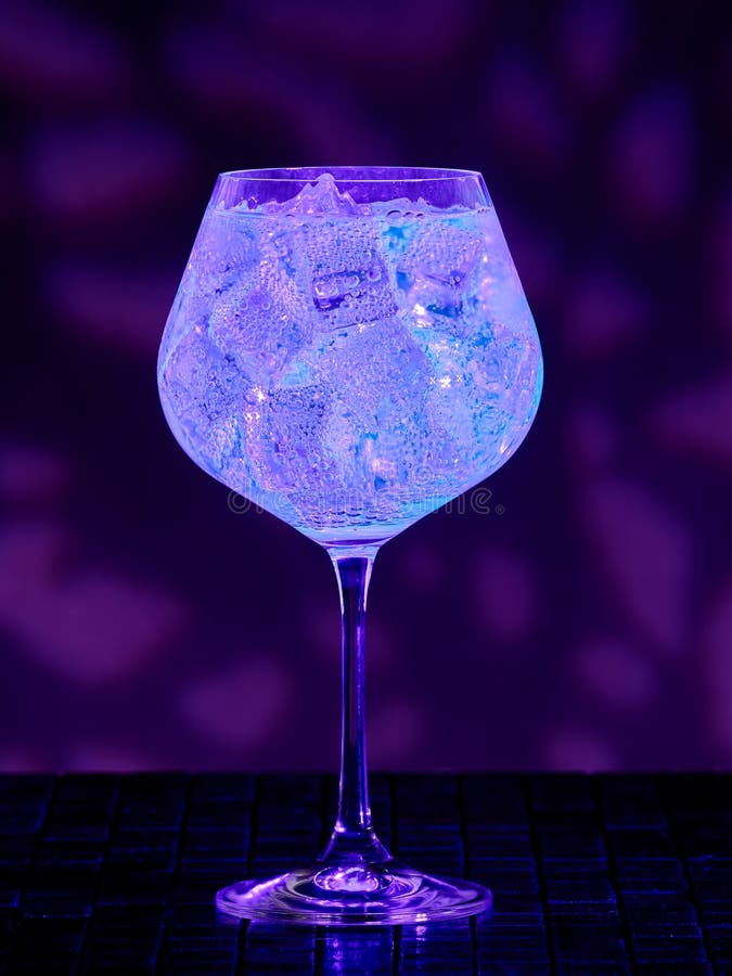 Gin Tonic Under UV Illumination Stock Photo Image of closeup, liquid