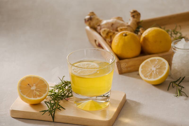 Ginger Ale oder Kombucha in der Flasche - selbst gemachtes Zitrone und Ingwer org lizenzfreies stockfoto