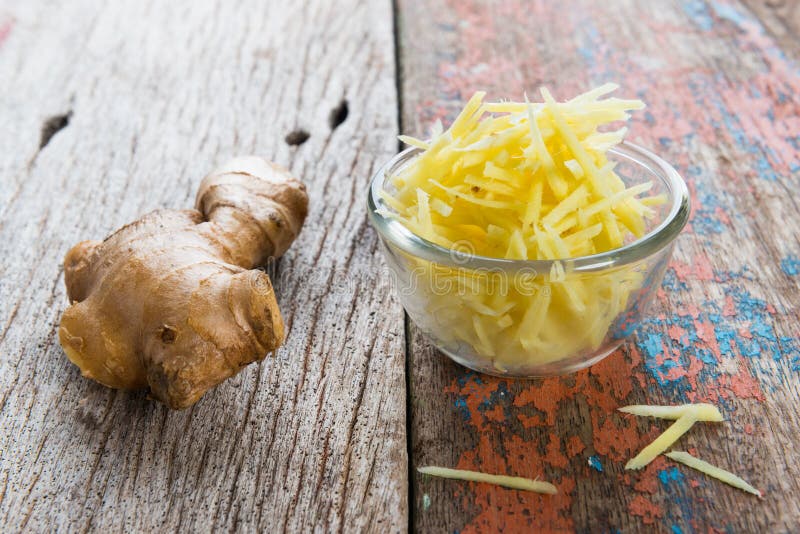 Ginger Cut Into Strips On Wooden Table Stock Image Image of vegetable, root 105609425