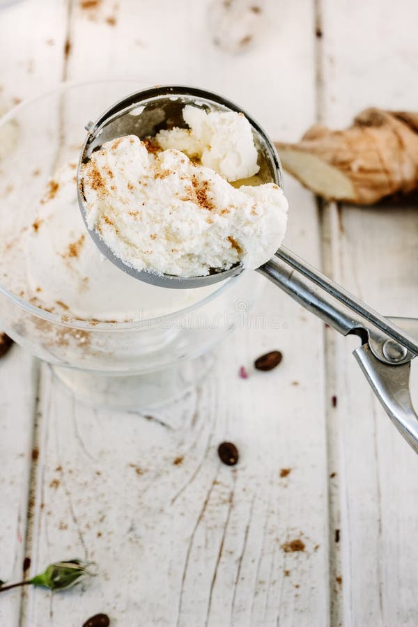 Ginger Ice Cream Made from Fresh Milk and Ginger. Stock Photo Image