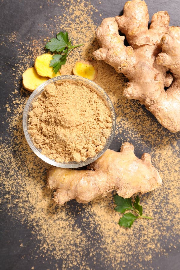 Ginger powder and root stock image. Image of powder, ingredient 71410493