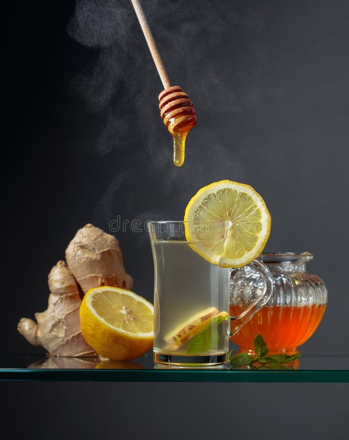 Ginger Tea with Lemon, Mint and Honey Stock Image Image of medicine