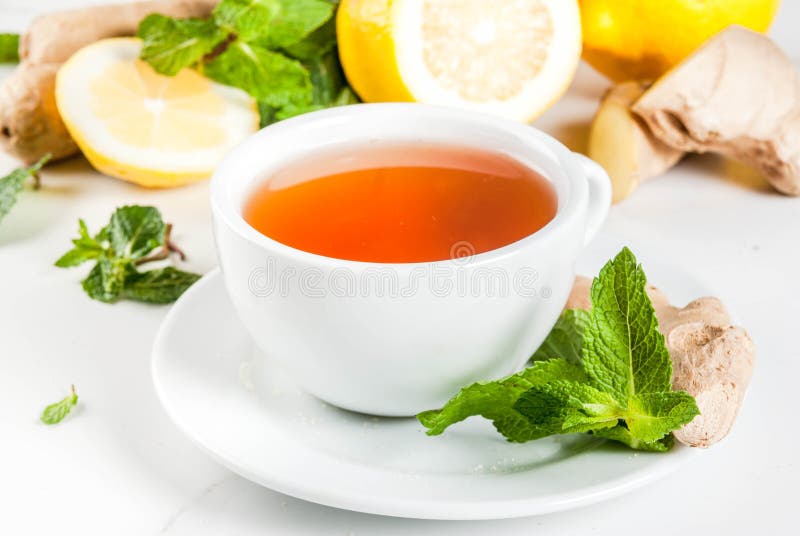 Ginger Tea with Lemon, Mint and Honey Stock Photo Image of organic