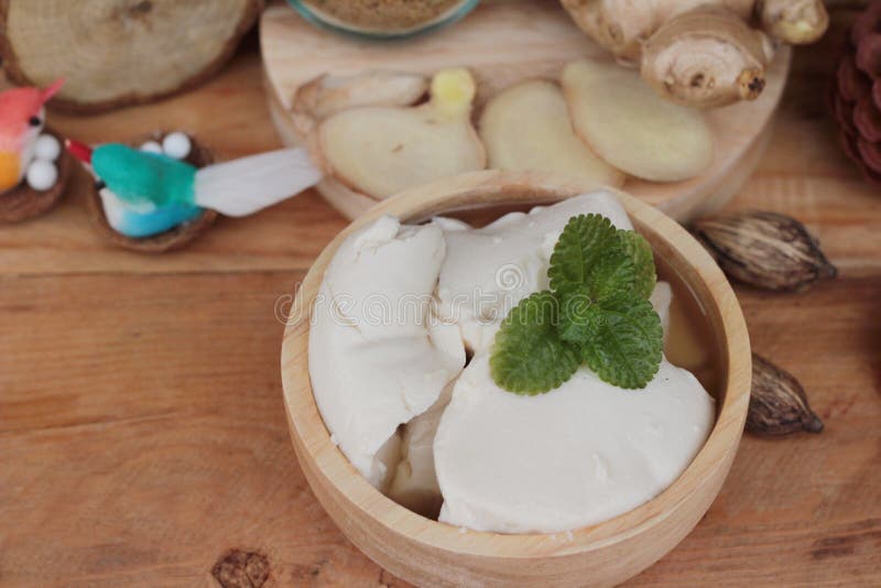 Ginger Tea and Tofu Dessert Chinese Food. Stock Photo Image of rustic