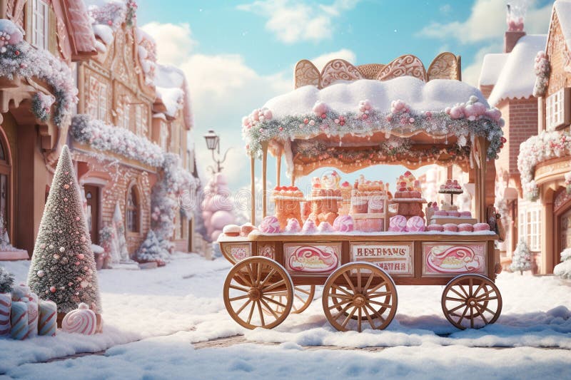 Gingerbread cart. image stock illustration.