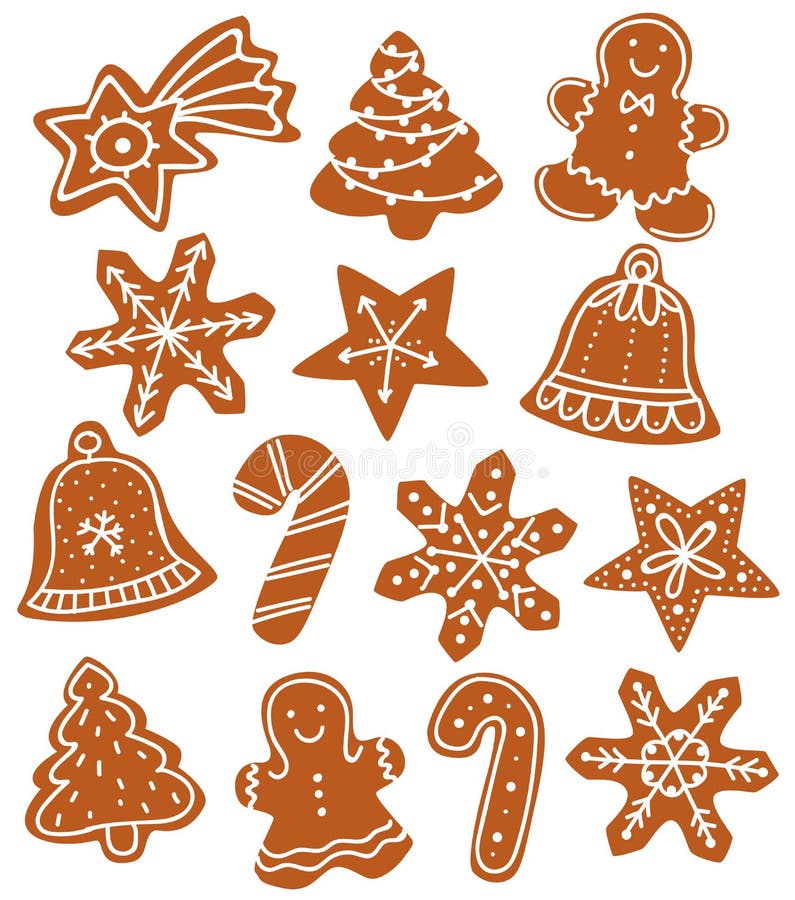 Gingerbread Christmas Material Set Set Gingerbread Stock Vector