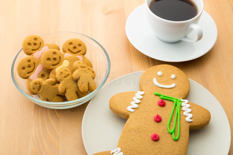 Gingerbread cookies and coffee royalty free stock images