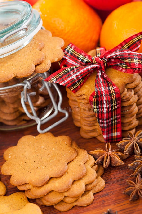 Gingerbread decoration on a christmas table stock photo