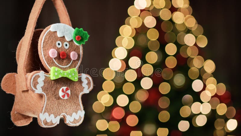 Gingerbread Decoration on Christmas tree stock photos