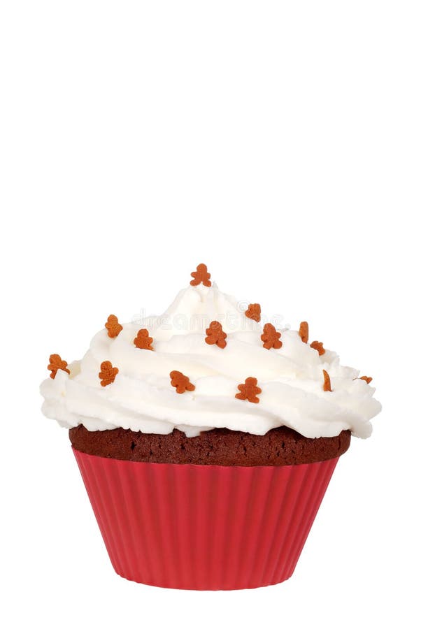 Isolated gingerbread man cupcake on white background. Single mini stock images, royalty-free photos and pictures