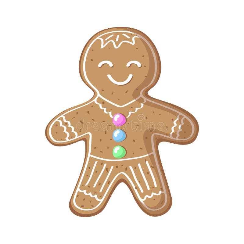 Gingerbread Man Illustration on White Background. Cute Smiling Gingerbread  Man Cartoon Drawing Stock Illustration - Illustration of decor, ginger:  104195678