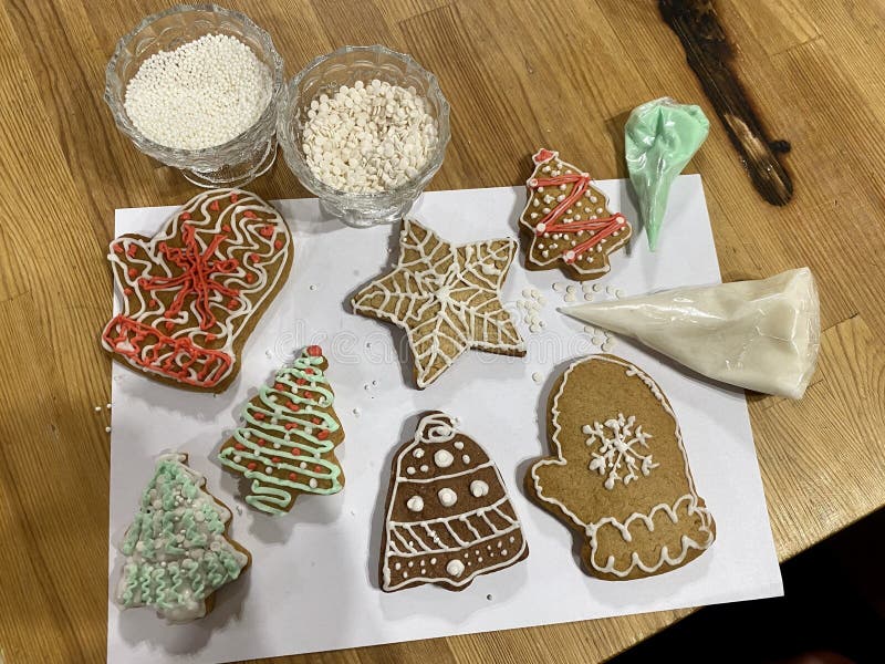 Gingerbread Painting Process, Glazed Gingerbread Stock Photo Image of decorated, cuisine