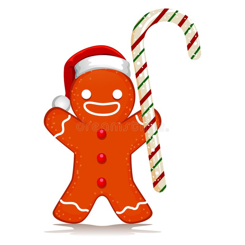 Gingerbread Man With Santa Hat And Blank Gift Tag Stock Vector Illustration of blank, food