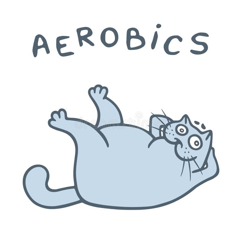 Ginástica engraçada com gato gordo Ilustração do vetor ilustração royalty free Ginástica engraçada com gato gordo Ilustração do vetor ilustração royalty free
