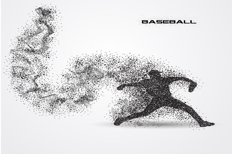 Giocatore di baseball di una siluetta dalla particella illustrazione vettoriale Giocatore di baseball di una siluetta dalla particella illustrazione vettoriale