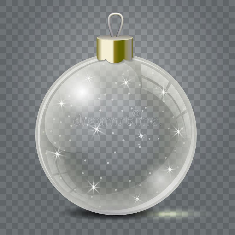 Giocattolo di vetro di Natale su un fondo trasparente Decorazioni o nuovi anni di Natale della calza Oggetto trasparente di vetto