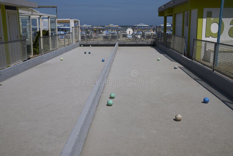 Gioco a Bowls in un club sulla spiaggia fotografia stock Gioco a Bowls in un club sulla spiaggia fotografia stock