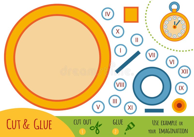 Gioco di carta per i bambini, orologio da tasca di istruzione illustrazione di stock Gioco di carta per i bambini, orologio da tasca di istruzione illustrazione di stock