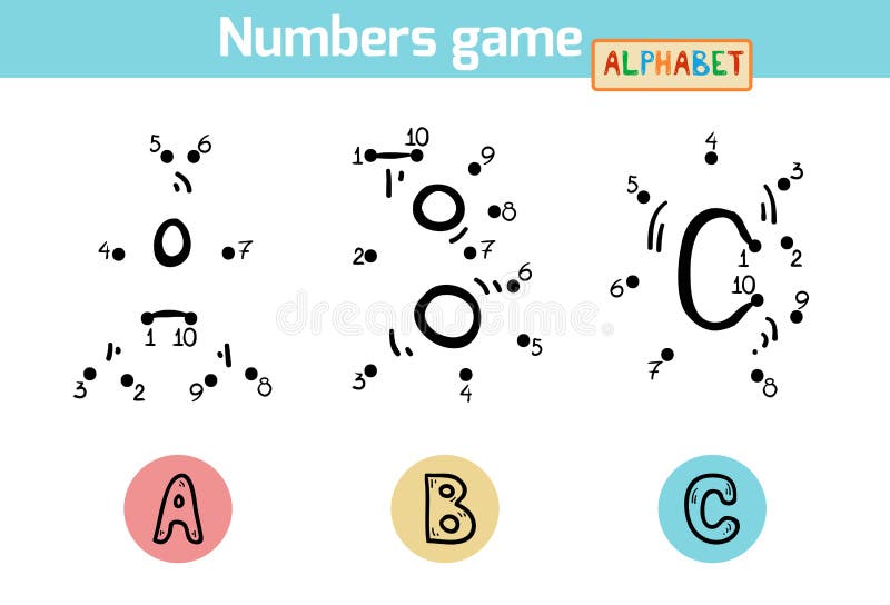 Gioco di numeri (alfabeto): lettere A, B, C royalty illustrazione gratis Gioco di numeri (alfabeto): lettere A, B, C royalty illustrazione gratis