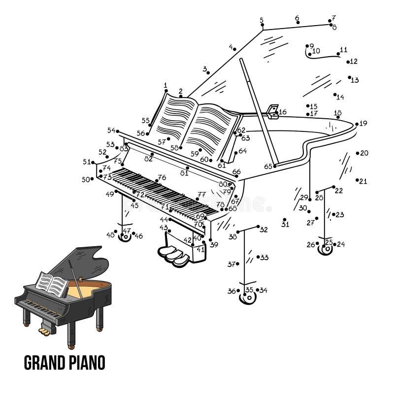Gioco di numeri: strumenti musicali (pianoforte a coda) royalty illustrazione gratis