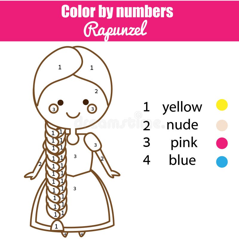 Gioco educativo dei bambini Pagina di coloritura con principessa di Rapunzel royalty illustrazione gratis Gioco educativo dei bambini Pagina di coloritura con principessa di Rapunzel royalty illustrazione gratis