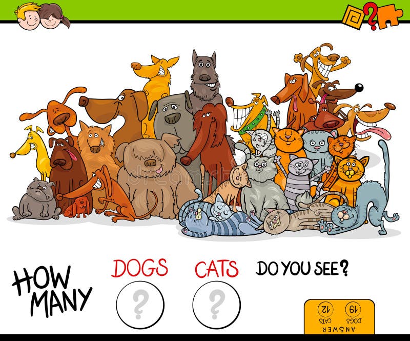 Gioco educativo dei gatti e di quanti cani royalty illustrazione gratis Gioco educativo dei gatti e di quanti cani royalty illustrazione gratis