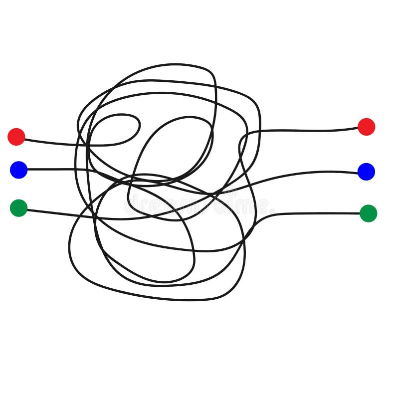 Gioco semplice. groviglio angolare di linee. è necessario seguire il percorso dall'inizio alla fine illustrazione di stock