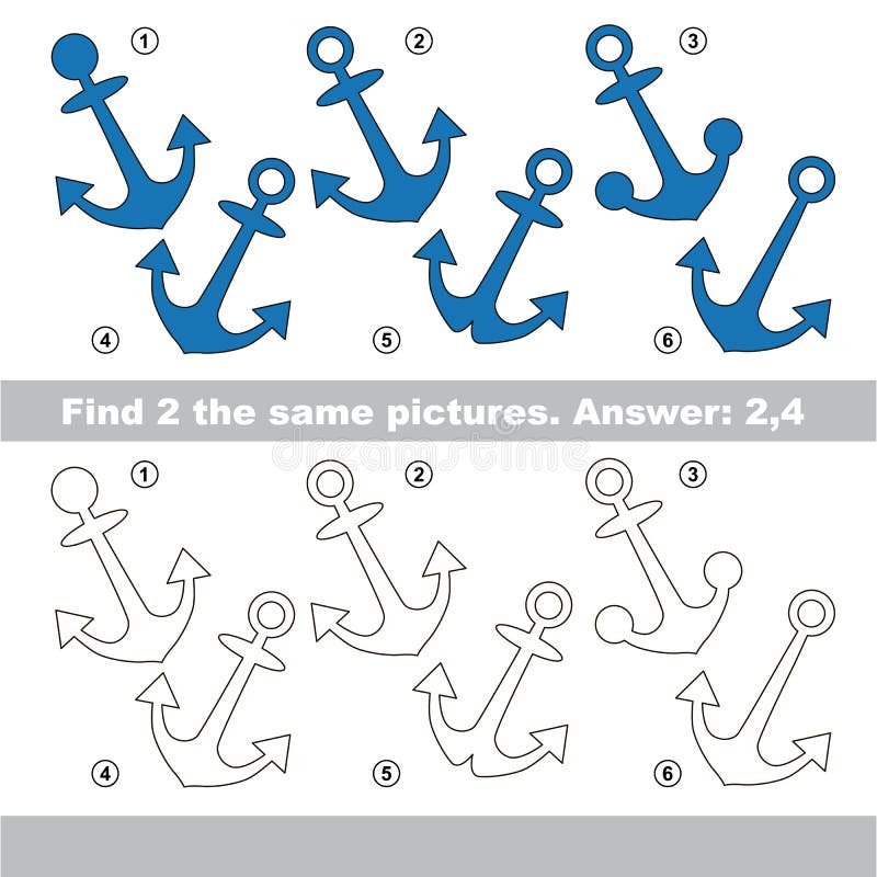 Gioco visivo Coppie nascoste ritrovamento delle ancore illustrazione di stock Gioco visivo Coppie nascoste ritrovamento delle ancore illustrazione di stock