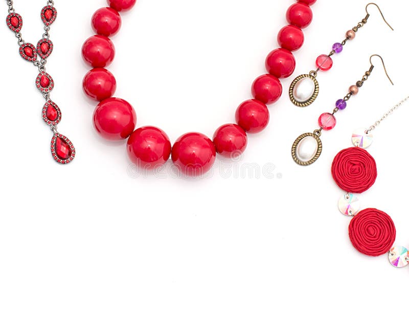 Gioielli per le donne Rosso della collana immagini stock Gioielli per le donne Rosso della collana immagini stock