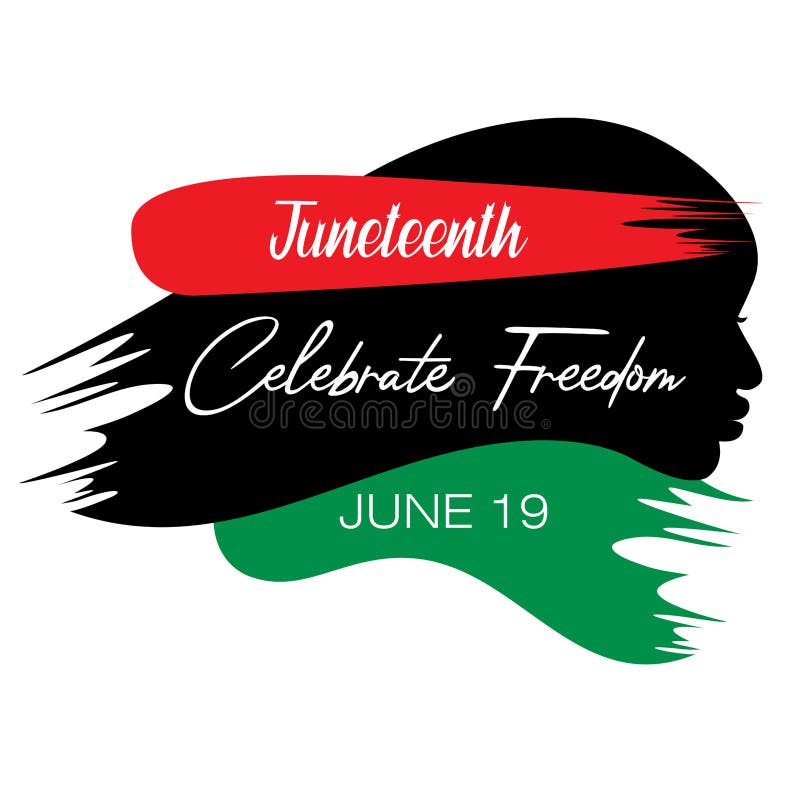 Abstract vector illustration of a black face in a single brush stroke style with text Celebrate Freedom for Juneteenth. Abstract vector illustration of a black face in a single brush stroke style with text Celebrate Freedom for Juneteenth