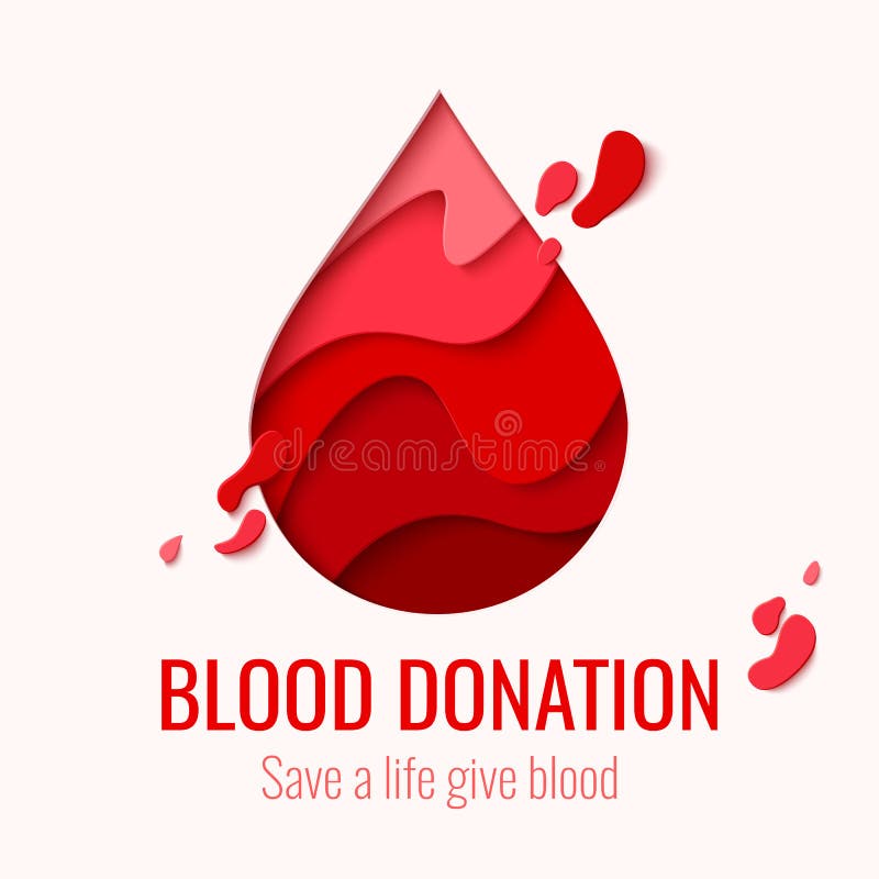 Giorno del donatore di sangue del mondo - la carta rossa ha tagliato la goccia del sangue