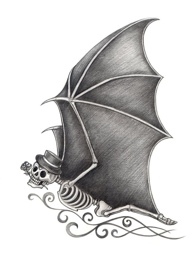 Giorno del pipistrello del cranio di arte dei morti royalty illustrazione gratis Giorno del pipistrello del cranio di arte dei morti royalty illustrazione gratis