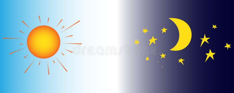 Giorno e notte illustrazione vettoriale. Illustrazione di tempo - 72528624