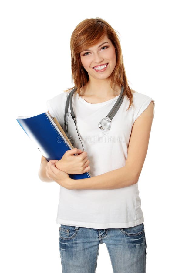 Giovane allievo femminile della medicina immagini stock libere da diritti Giovane allievo femminile della medicina immagini stock libere da diritti
