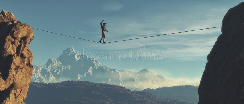 Giovane che cammina nell'equilibrio royalty illustrazione gratis Giovane che cammina nell'equilibrio royalty illustrazione gratis