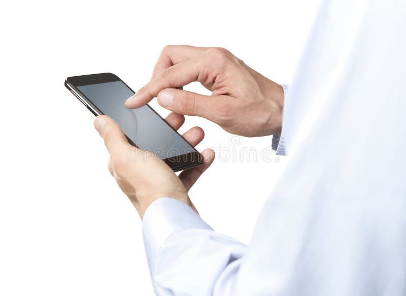 Giovane che utilizza uno smartphone fotografia stock