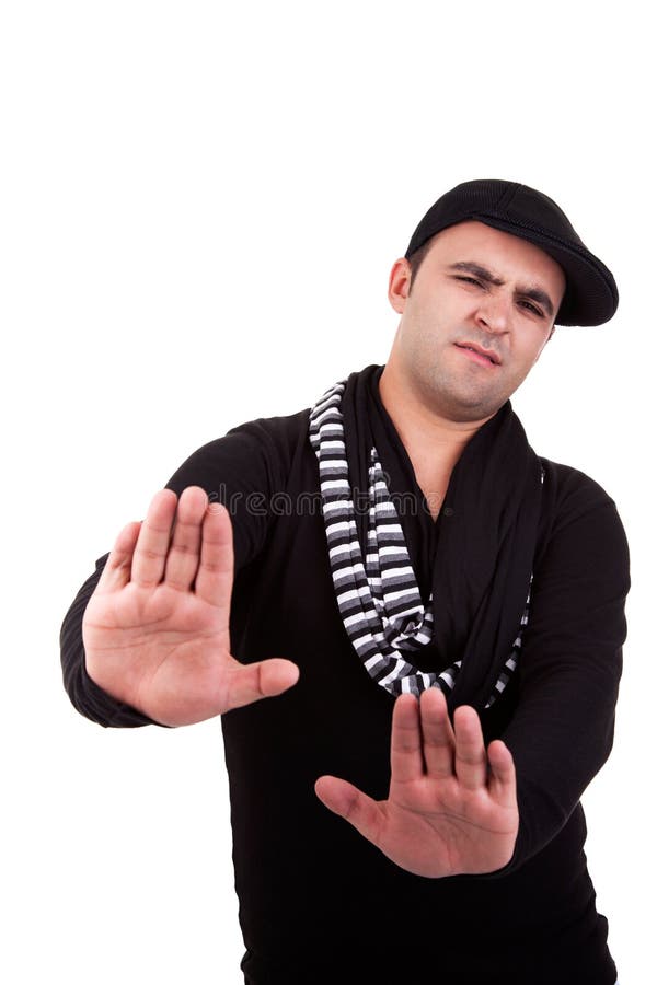 Giovane con le mani come segno di rimozione/negazione fotografia stock libera da diritti Giovane con le mani come segno di rimozione/negazione fotografia stock libera da diritti