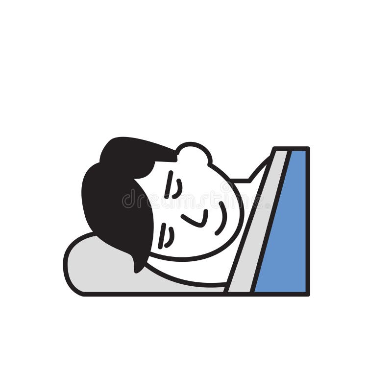 Giovane del fumetto che dorme in un letto Icona di progettazione del fumetto Illustrazione piana di vettore Isolato su priorità b royalty illustrazione gratis Giovane del fumetto che dorme in un letto Icona di progettazione del fumetto Illustrazione piana di vettore Isolato su priorità b royalty illustrazione gratis