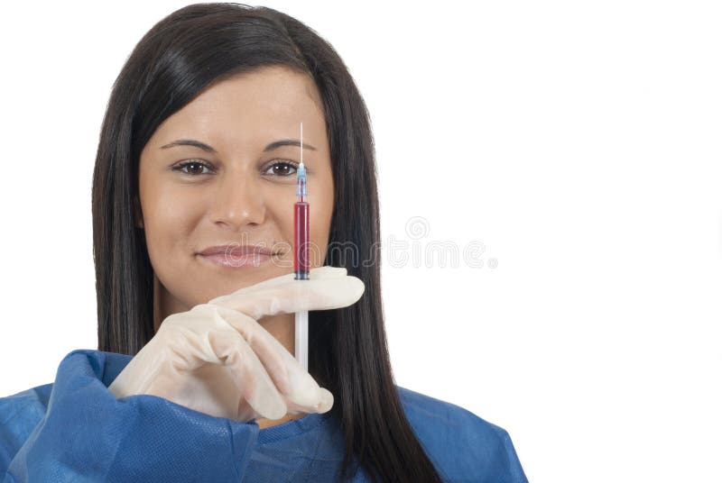 Giovane donna con l'iniezione immagini stock Giovane donna con l'iniezione immagini stock