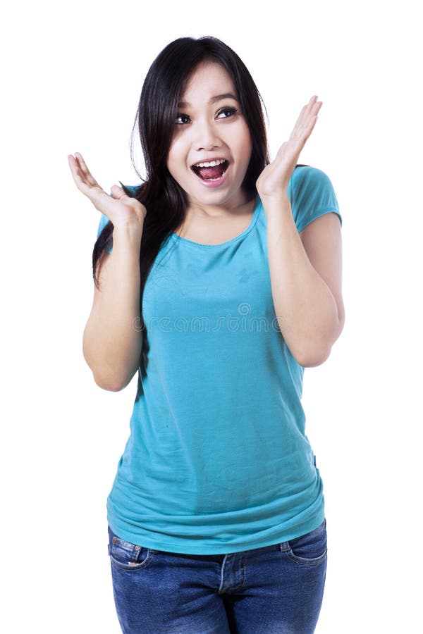 Giovane donna sorpresa fotografie stock