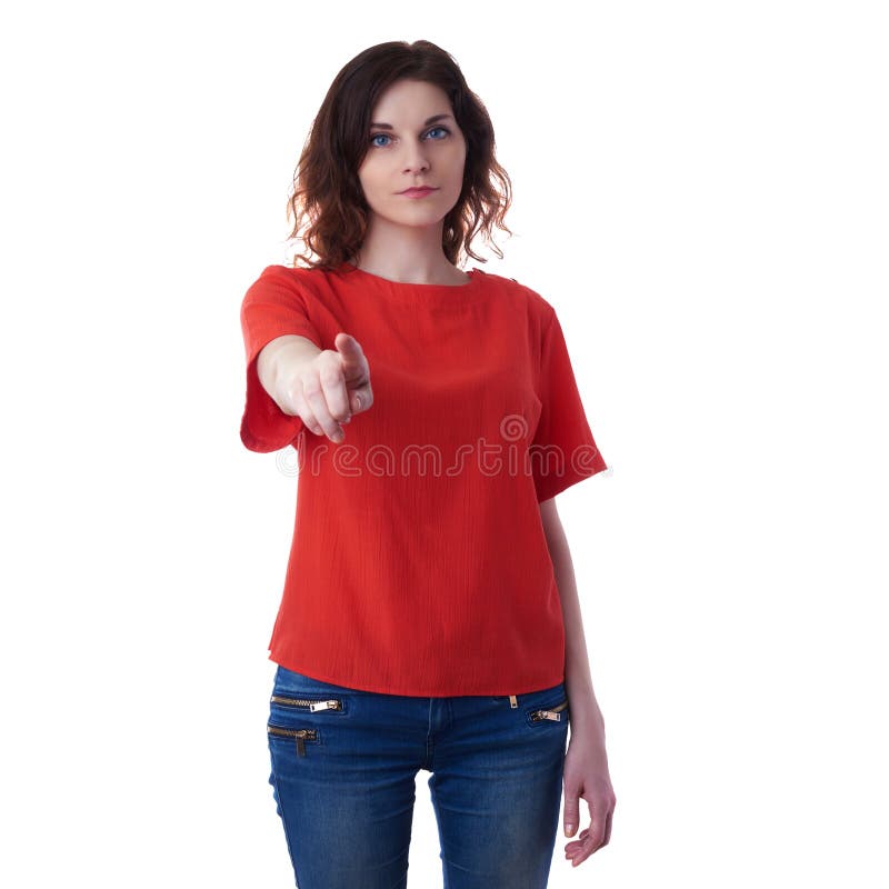 Giovane donna sorridente sopra fondo isolato bianco immagine stock Giovane donna sorridente sopra fondo isolato bianco immagine stock