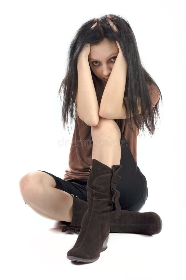 Giovane donna spaventata fotografia stock