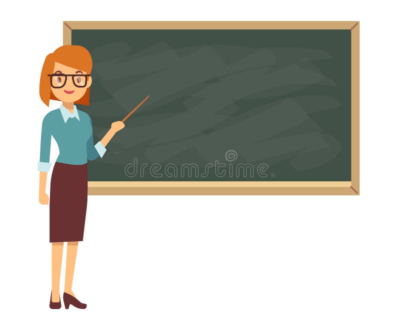 Giovane insegnante femminile sulla lezione alla lavagna in aula
