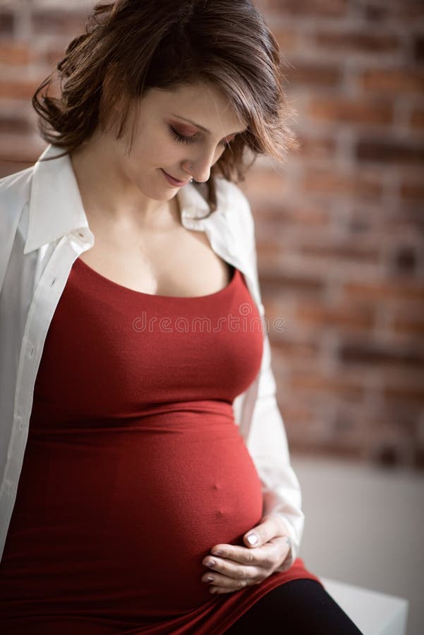 Giovane madre felice che posa a casa fotografia stock libera da diritti Giovane madre felice che posa a casa fotografia stock libera da diritti