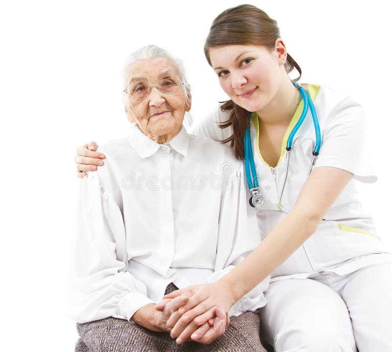Medico che prende cura di una signora anziana immagine stock libera da diritti Medico che prende cura di una signora anziana immagine stock libera da diritti