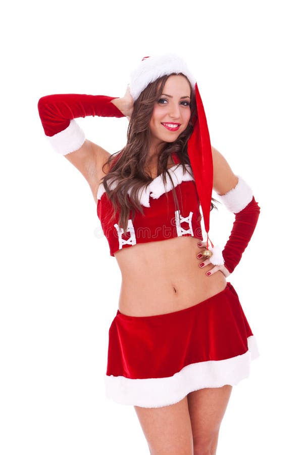 Giovane posizione sveglia della donna della Santa immagini stock Giovane posizione sveglia della donna della Santa immagini stock