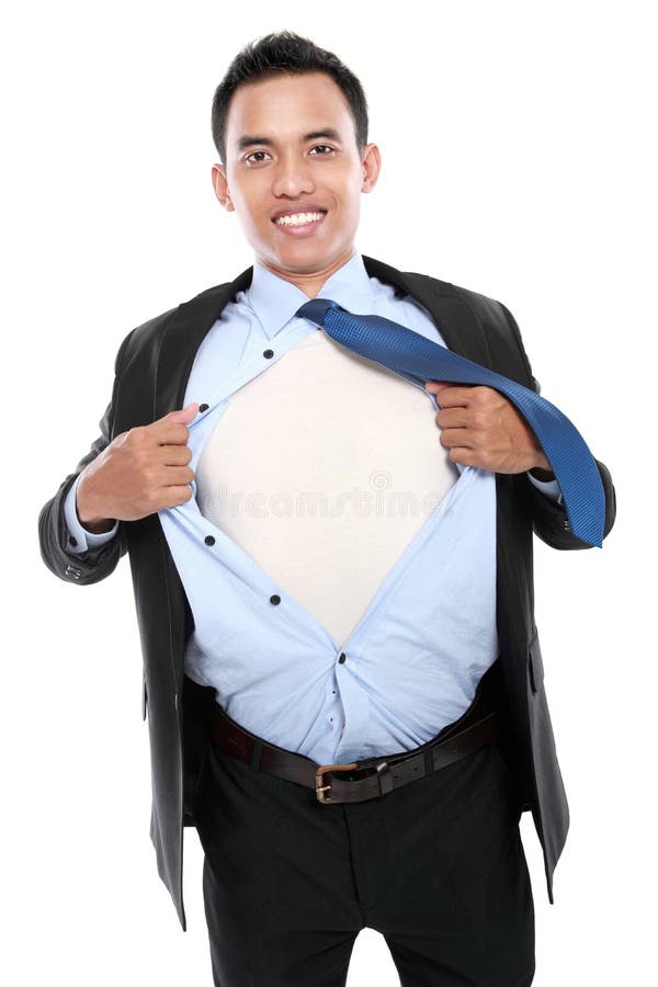 Giovane uomo di affari che lacera la sua camicia fotografie stock libere da diritti Giovane uomo di affari che lacera la sua camicia fotografie stock libere da diritti